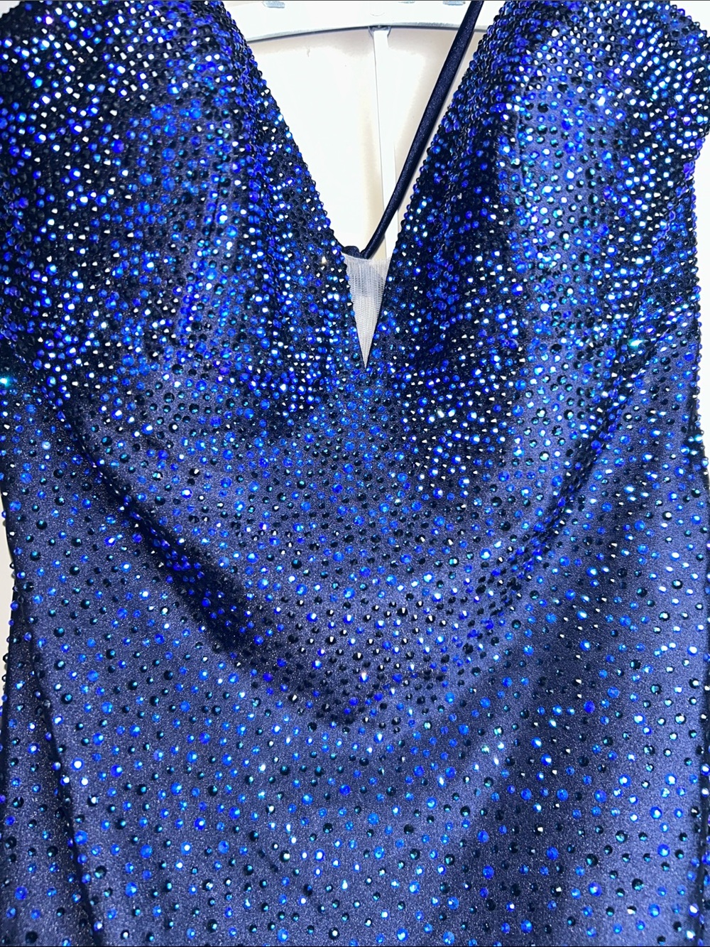 Amelia Couture Sparkly Rhinestone Bodycon Mini Dress (Style 3100S) in Navy - Picture 5 of 16